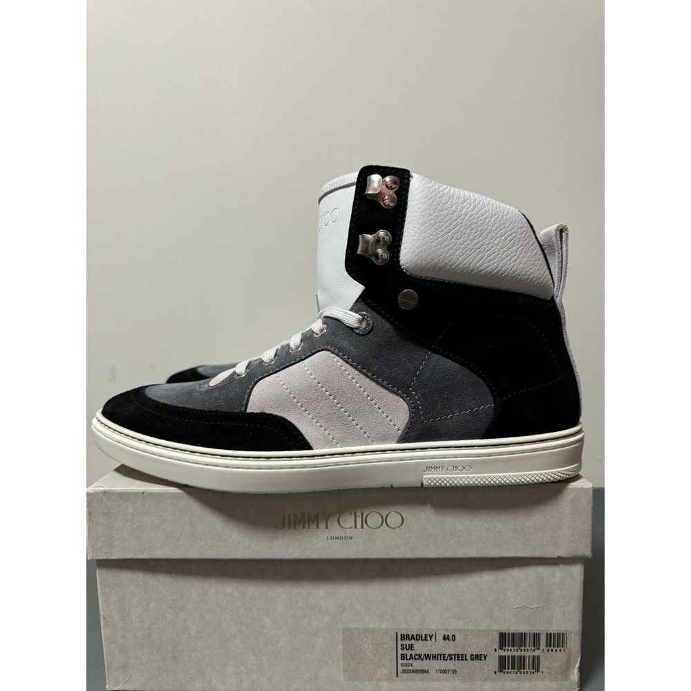 Jimmy Choo Bradley Hi Top Sneaker Size US11 UK10.5 EU44 Black White Trainer Shoe